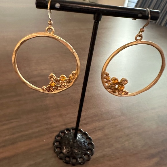 Cache Gold Rhinestone Earrings - Picture 7 of 11